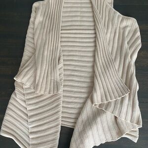 LOFT Beige Ribbed Cardigan